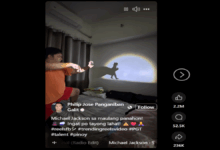 Shadow puppet artist Philip Jose Panganiban Galit performing Michael Jackson’s “Smooth Criminal” with creative hand silhouettes.