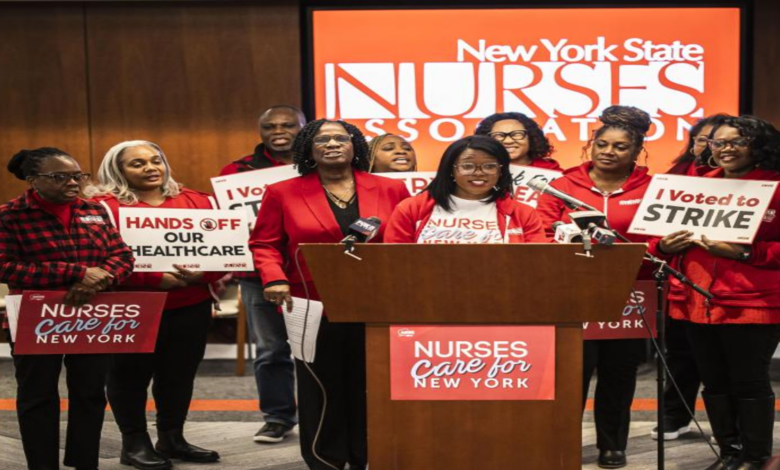 NYC nurses strike authorization vote press conference NYSNA January 2026