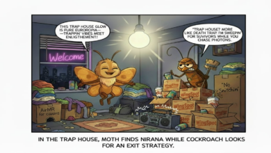 Moth and Cockroach in a trap house