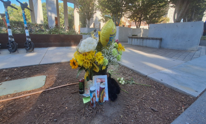 A memorial created for Ramon Harris at the BeltLine Kroger on the Eastside Trail of the Atlanta BeltLine.