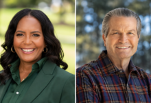 Side-by-side portraits of Georgia gubernatorial candidates Keisha Lance Bottoms and Rick Jackson.