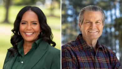 Side-by-side portraits of Georgia gubernatorial candidates Keisha Lance Bottoms and Rick Jackson.