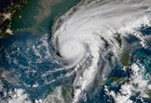Satellite view of Hurricane Isaias over the Gulf of Mexico as coastal communities prepare for landfall.