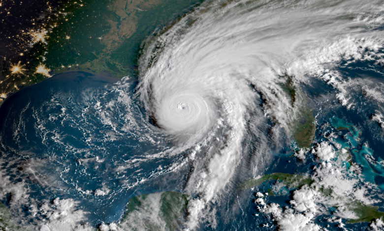 Satellite view of Hurricane Isaias over the Gulf of Mexico as coastal communities prepare for landfall.